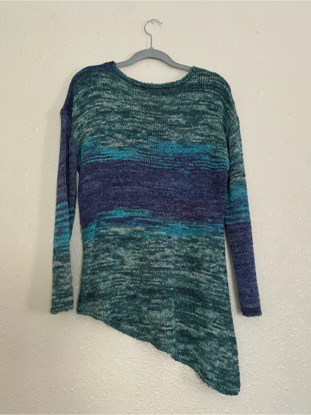Prana Green Purple Ombré Knit Asymmetrical Sweater